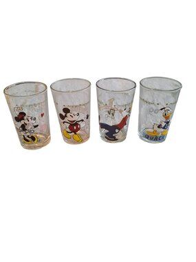Vintage Disney Pepsi Juice Glasses Collector Series Mickey Donald Goofy Minnie